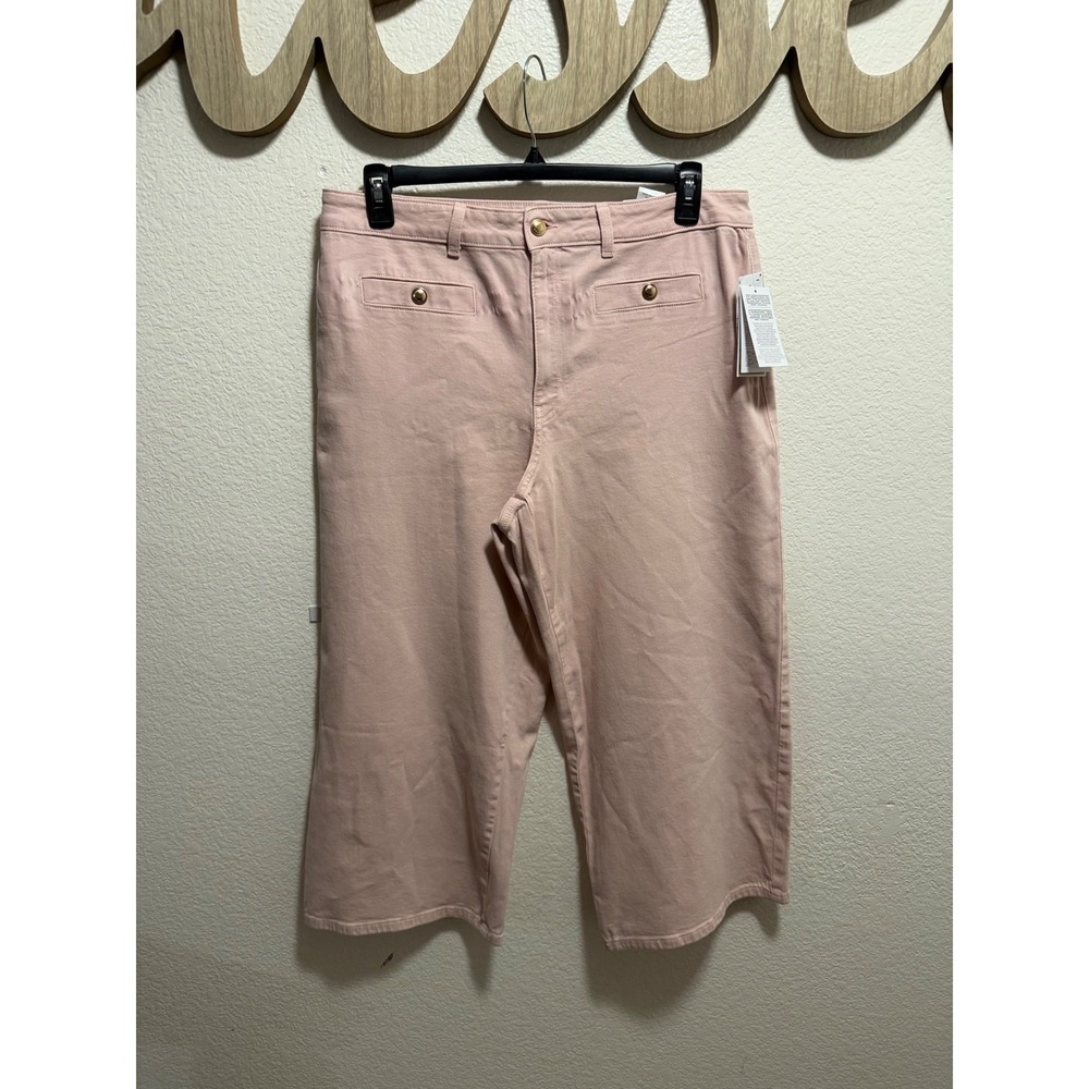 NWT Michael Kors‎ Pink Selma crop wide leg Jean Size 14